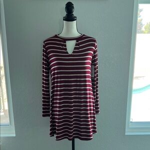 My Beloved Burgundy and White Striped Dress